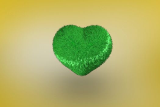 Green heart against yellow vignette