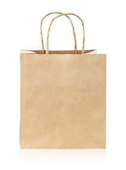 Vintage paper bag isolated on white background, Save clipping path.