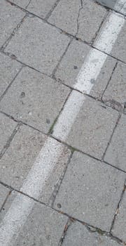 Gray Brick pavement with white diagonal line 