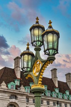 Ornate Green and Gold Lamp in London