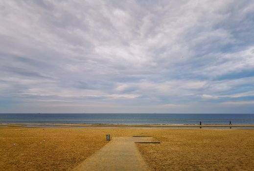 Path on Beach near baltic sea in Swinoujscie in november