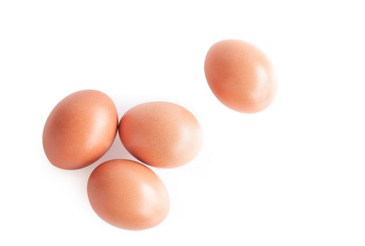 Raw chicken eggs on white background with clipping path