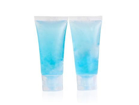 Alcohol gel in plastic tube on isolated on white background for washing hand, health care and medical concept