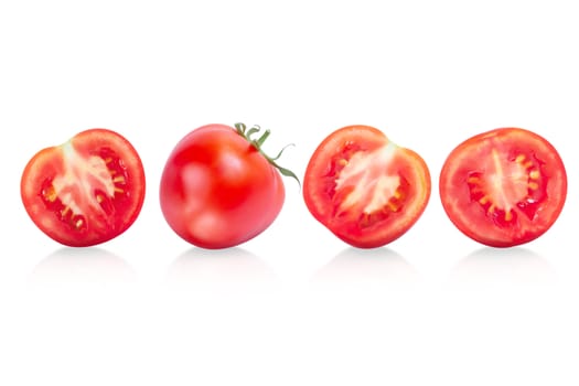 Set of fresh tomatoe isolated on white background, Raw food
