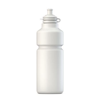 White plastic bottle template 3D render illustration isolated on white background