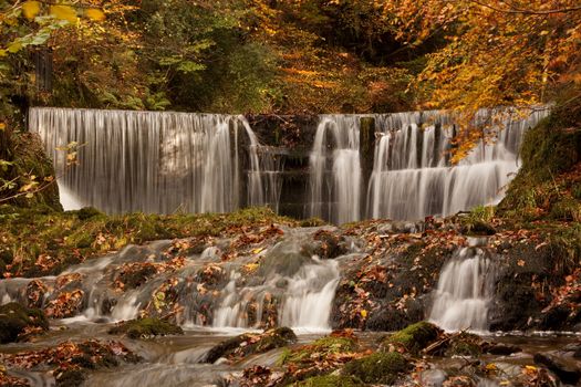 Stock Ghyll waterfall is situated a short distance from Ambleside, Cumbria in the English Lake District national park.