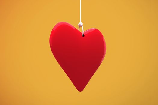 Red heart against yellow