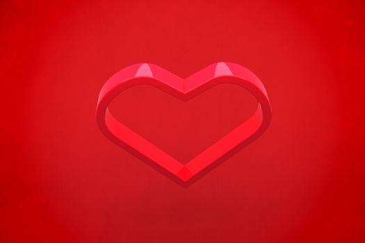 Red love heart against red background