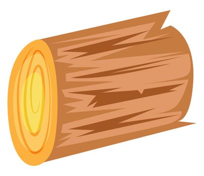 Wooden log, illustration, vector on white background