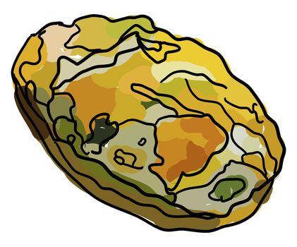 Cheesy broccoli twice baked potatoes, illustration, vector on white background