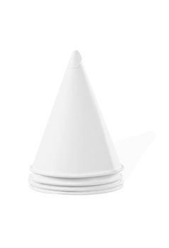 Disposable paper cone water cups isolated on white background, Save clipping path.