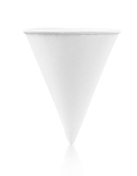 Disposable paper cone water cups isolated on white background, Save clipping path.