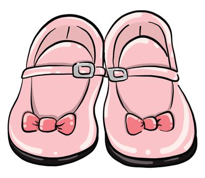 Baby pink shoes , illustration, vector on white background