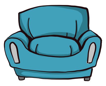 Blue couch , illustration, vector on white background