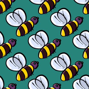 Bee pattern , illustration, vector on white background