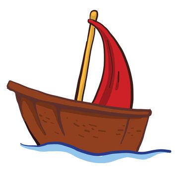 Small wooden boat , illustration, vector on white background