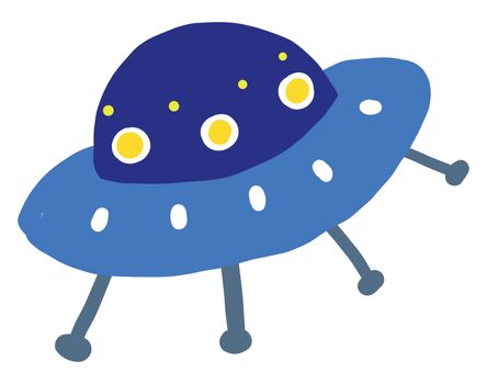 Blue UFO , illustration, vector on white background