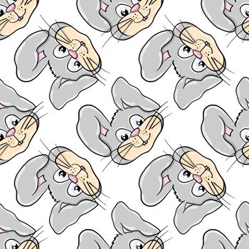 Bunny head pattern , illustration, vector on white background