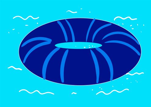 Blue swimming ring , illustration, vector on white background