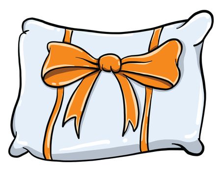 Pillow with bow , illustration, vector on white background