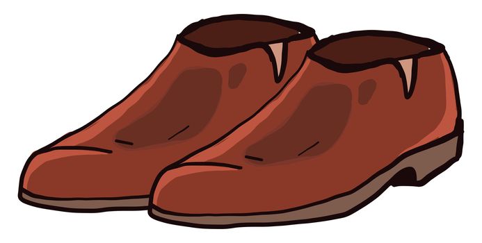 Brown man shoes , illustration, vector on white background