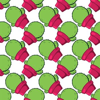 Fat cactus pattern , illustration, vector on white background