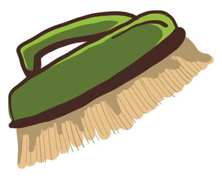 Green brush for cleaning , illustration, vector on white background