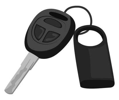 Black car key , illustration, vector on white background