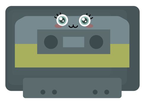 Cute casette tape , illustration, vector on white background