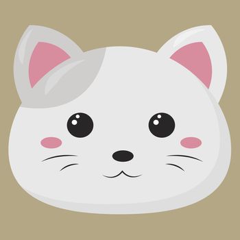 Cute white cat , illustration, vector on white background