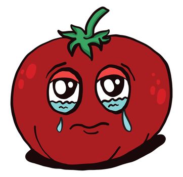 Crying tomato , illustration, vector on white background