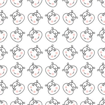 Baby hippo pattern , illustration, vector on white background