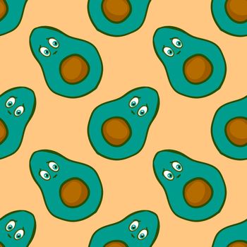 Cute avocado pattern , illustration, vector on white background