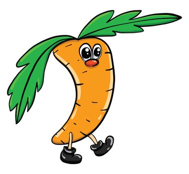 Carrot with eyes , illustration, vector on white background