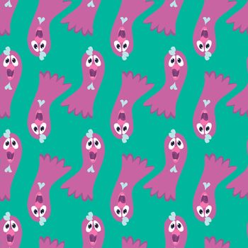Pink monster pattern , illustration, vector on white background