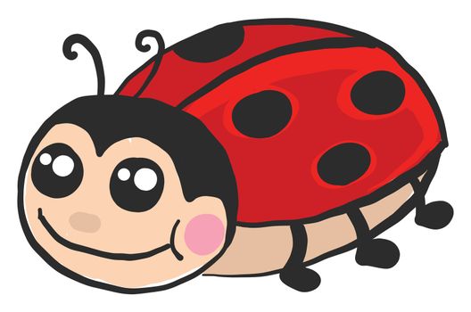 Cute ladybug , illustration, vector on white background