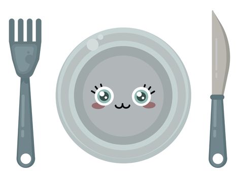 Cute dishes , illustration, vector on white background