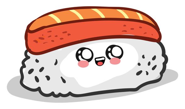 Cuti sushi roll , illustration, vector on white background