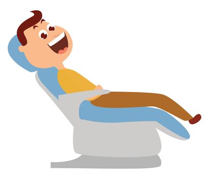 Man on dentist chair , illustration, vector on white background