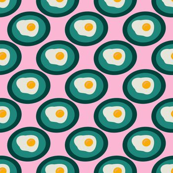 Eggs on plate pattern , illustration, vector on white background