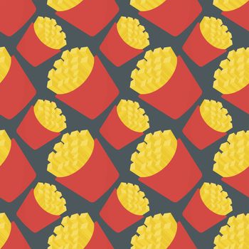 French fries pattern , illustration, vector on white background