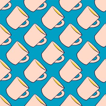 Tea cups pattern , illustration, vector on white background