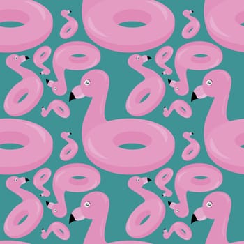 Flamingo lifebouy pattern , illustration, vector on white background