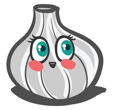 Happy garlic , illustration, vector on white background