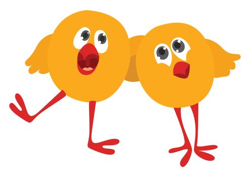 Chicken friends , illustration, vector on white background