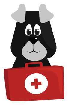 Dog with first aid , illustration, vector on white background