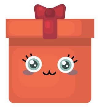 Orange gift box , illustration, vector on white background