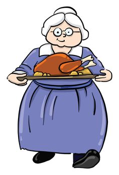 Granny cooking , illustration, vector on white background