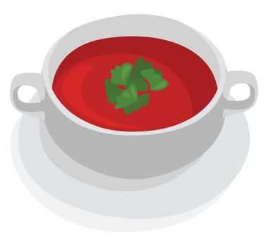 Tomato soup , illustration, vector on white background