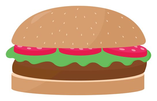 Hamburger , illustration, vector on white background